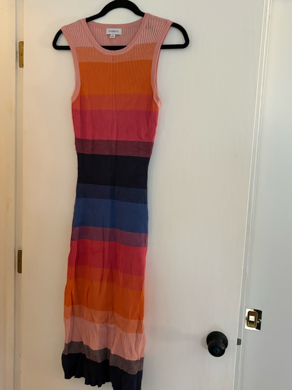 EVEREVE Multicolor Striped Sleeveless Midi Dress - Pink/Orange/Blue